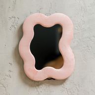 Miroir doux ondulé - Galet carré - Rose poudré