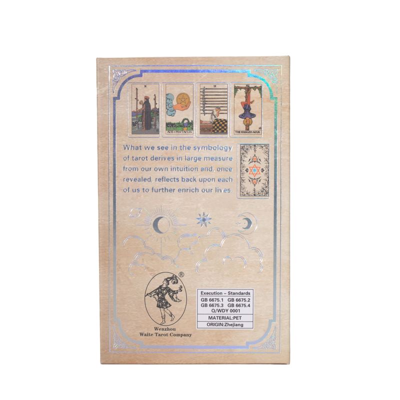 Ensemble de cartes de Tarot Waite à effet argenté – avec livret