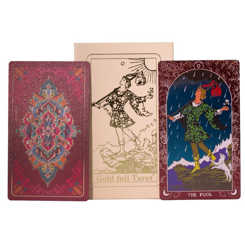Coffret cadeau de cartes de tarot à dorure rubis dans une boîte rose - avec livret
