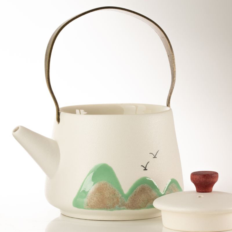 Mille milles - service à thé - quatre tasses - tissu cérémoniel et poignée en bambou