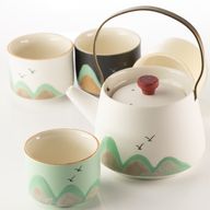 Mille milles - service à thé - quatre tasses - tissu cérémoniel et poignée en bambou