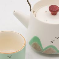 Mille milles - service à thé - quatre tasses - tissu cérémoniel et poignée en bambou