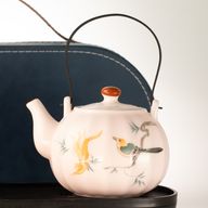 Ensemble de théière de voyage et quatre tasses - style citrouille vintage rose