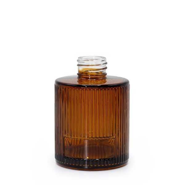 Flacon Diffuseur Rond Nervuré à Roseaux de 150 ml (goulot de 28 mm) - Ambre