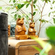 Porte-encens en bois sculpté - Chat de yoga, grand modèle