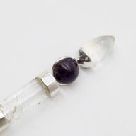 Bâton Axis of Grace - Boules d'améthyste et de quartz rose, tige en quartz - 12 cm