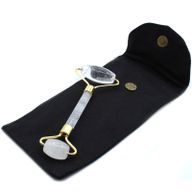 Rouleau pour le visage en pierre gemme - quartz cristal de roche avec pochette