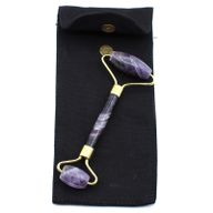 Rouleau facial en pierres précieuses - Améthyste avec pochette