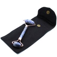 Rouleau facial en pierres précieuses - sodalite avec pochette