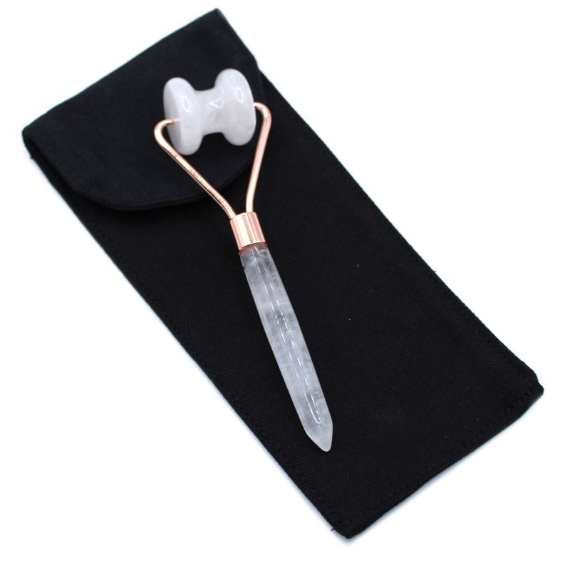 Rouleau pour la mâchoire en pierre précieuse - Quartz de roche avec pochette