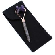 Rouleau pour la mâchoire en pierre précieuse - améthyste avec pochette