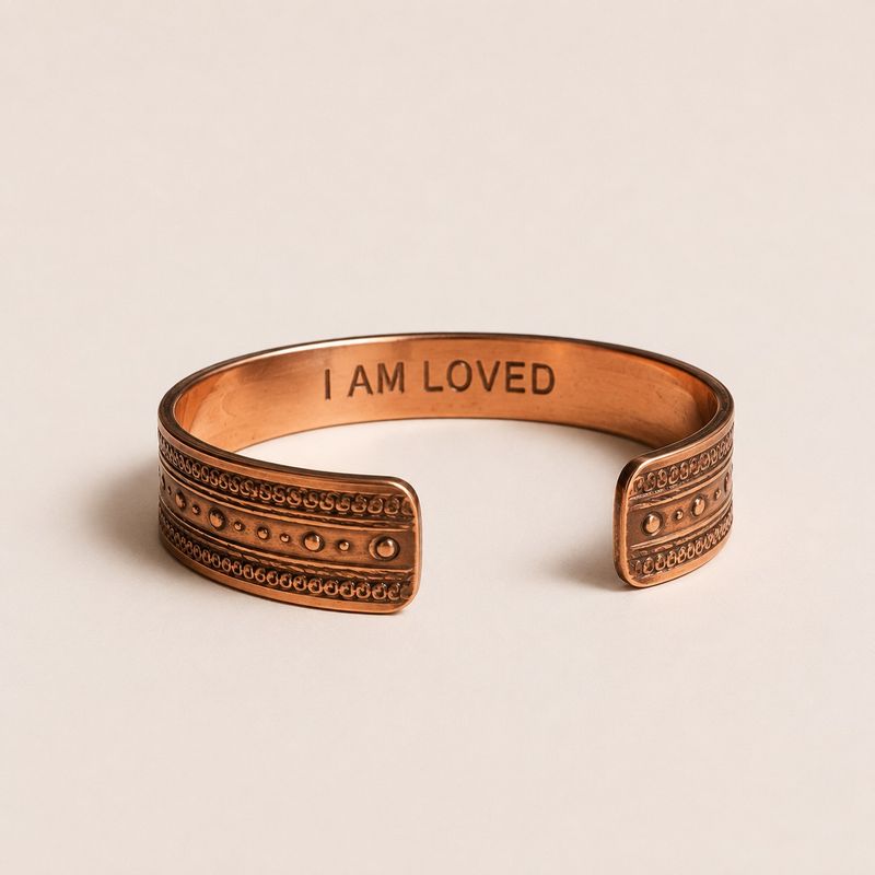 Bracelets en cuivre massif avec gravures d'affirmations (assortis)