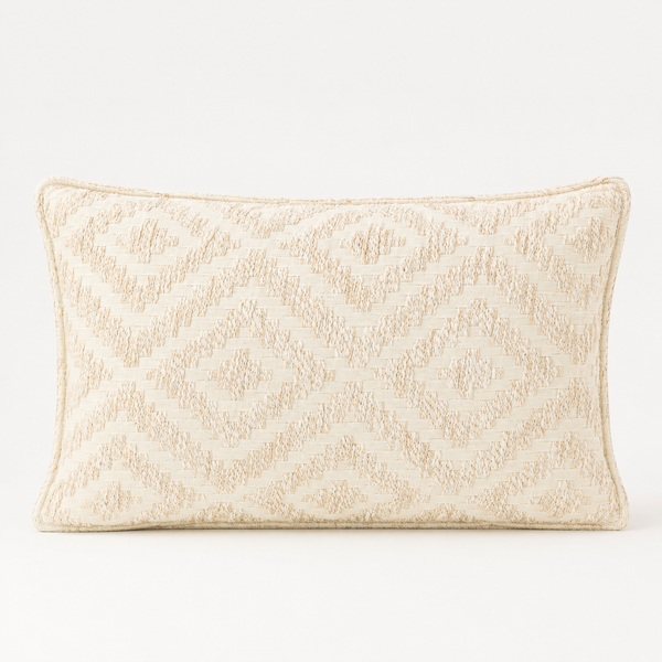 Housse de coussin classique - Géo neutre crème - 30x50 cm - Style bois