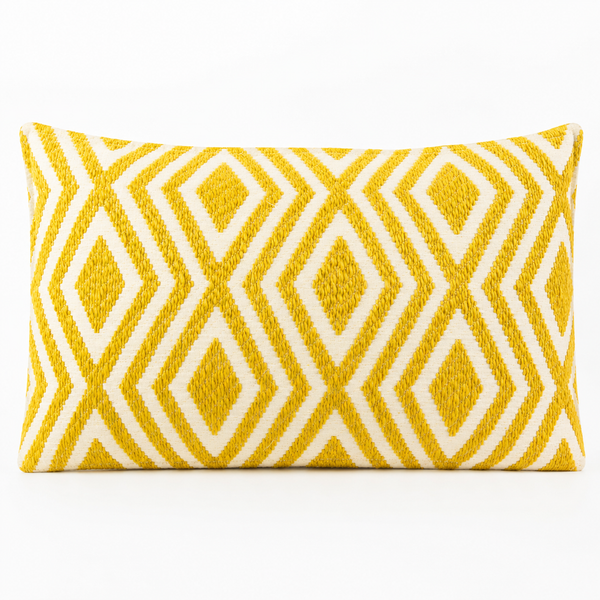 Housse de coussin classique - Diamants jaune moutarde - 30 × 50 cm - Style bois