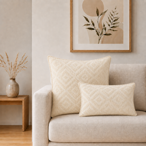 Housse de coussin classique - Géométrie neutre crème - 60 x 60 cm - Style Jumbo