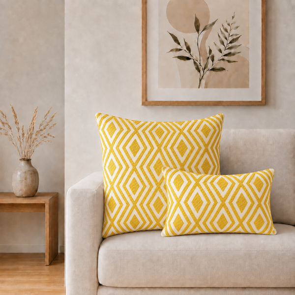 Housse de coussin classique - losanges moutarde - 60 x 60 cm - Style Jumbo