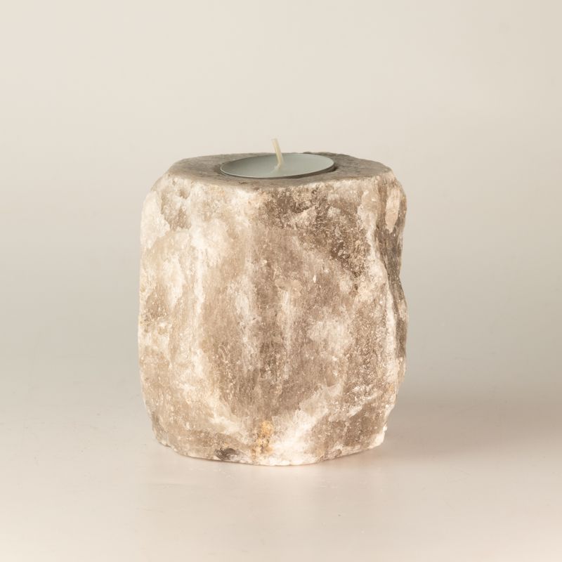 Porte-bougie en sel gris 600-800 g