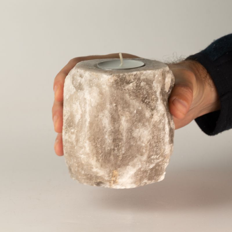 Porte-bougie en sel gris 600-800 g