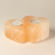 Porte-bougie en sel à deux cœurs 1 kg
