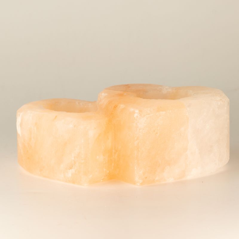 Porte-bougie en sel à deux cœurs 1 kg