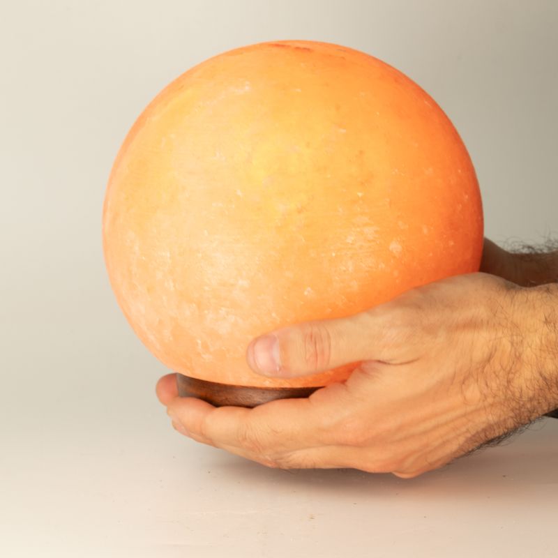 Lampe de sel en boule - Grand socle en bois 3-4 kg