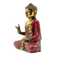 Bouddha rouge et doré - Très grand 30 cm - Mudra d'Abhaya (Sans peur)