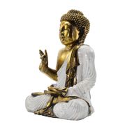 Bouddha blanc et doré - Très grand format 40 cm - Mudra Abhaya (Sans Peur)