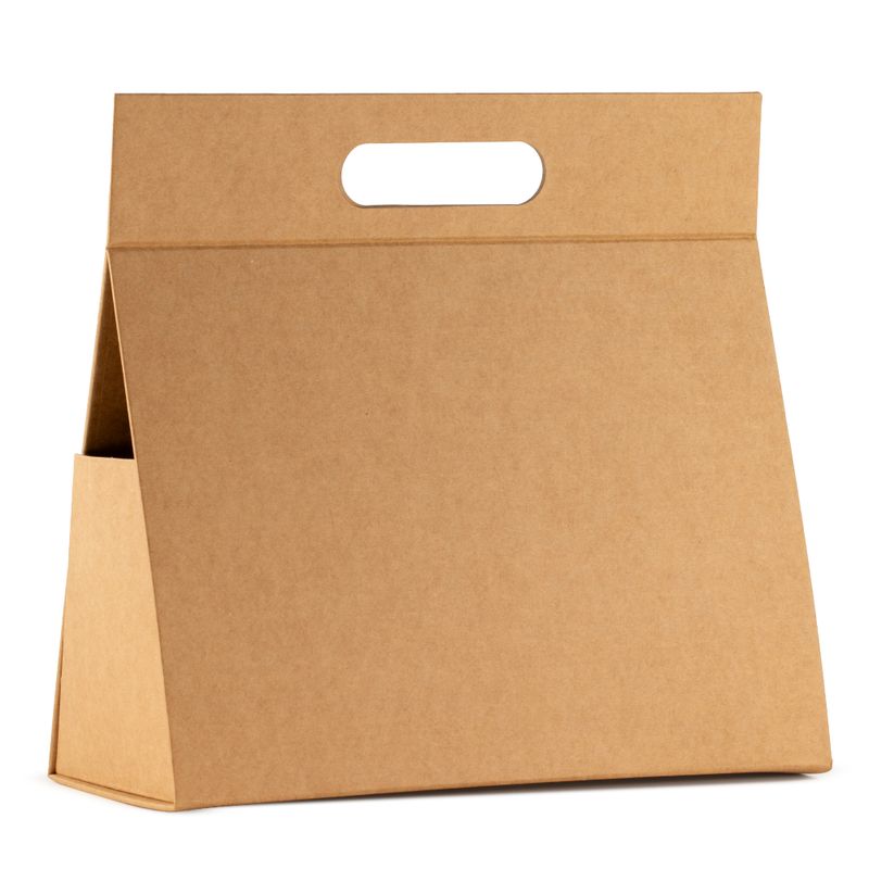 Boîte cadeau à plat - Grande boîte à main (28 x 12,5 x 26 cm) - kraft brun