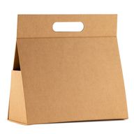 Boîte cadeau à plat - Grande boîte à main (28 x 12,5 x 26 cm) - kraft brun