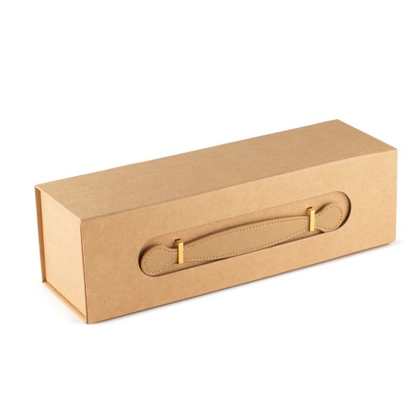 Boîte cadeau à plat - en forme de boîte à vin (33,5 × 10 × 10,5 cm) - kraft brun