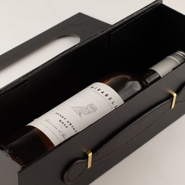 Boîte cadeau à plat - forme de boîte à vin (33,5 x 10 x 10,5 cm) - Noir