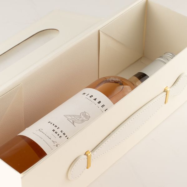 Boîte cadeau à plat - Forme de boîte à vin (33,5x10x10,5 cm) - Blanc