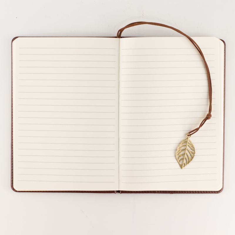 Cahier d'intention - Écran LCD à essuyer - Effet cuir marron - Feuille de laiton - 80 feuilles