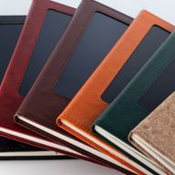 Cahier d'intention - Écran LCD à essuyer - Effet cuir marron - Feuille de laiton - 80 feuilles