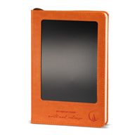 Cahier d'intention - Écran LCD effaçable - Effet cuir orange - Feuille de laiton - 80 feuilles