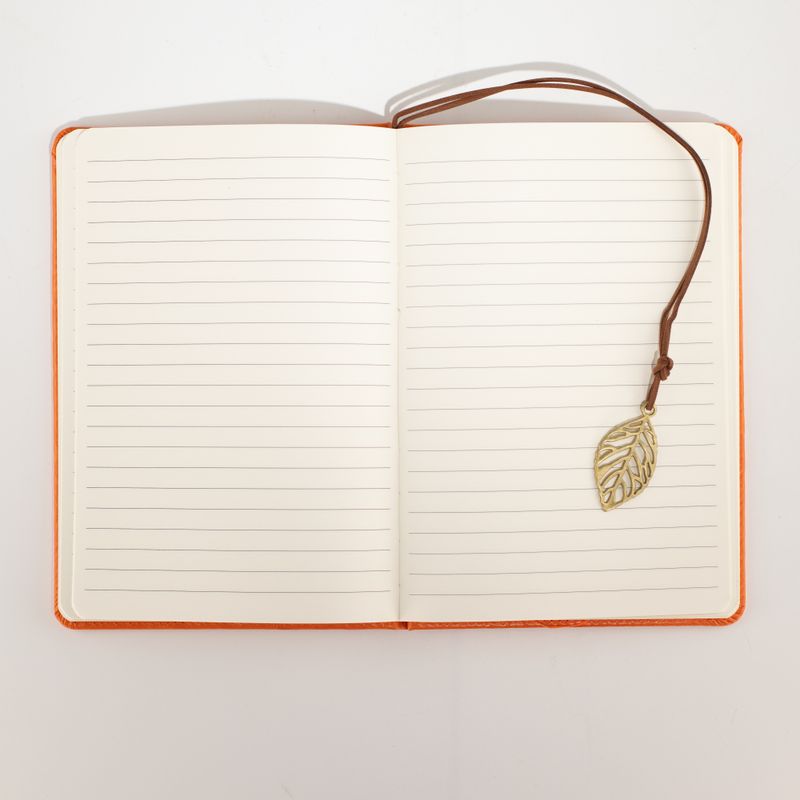 Cahier d'intention - Écran LCD effaçable - Effet cuir orange - Feuille de laiton - 80 feuilles