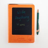 Cahier d'intention - Écran LCD effaçable - Effet cuir orange - Feuille de laiton - 80 feuilles