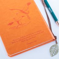 Cahier d'intention - Écran LCD effaçable - Effet cuir orange - Feuille de laiton - 80 feuilles