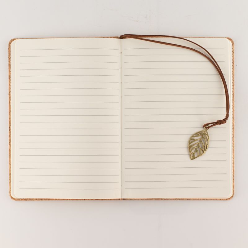 Cahier d'intention - Écran LCD effaçable - Effet cuir liège - Feuille de laiton - 80 feuilles