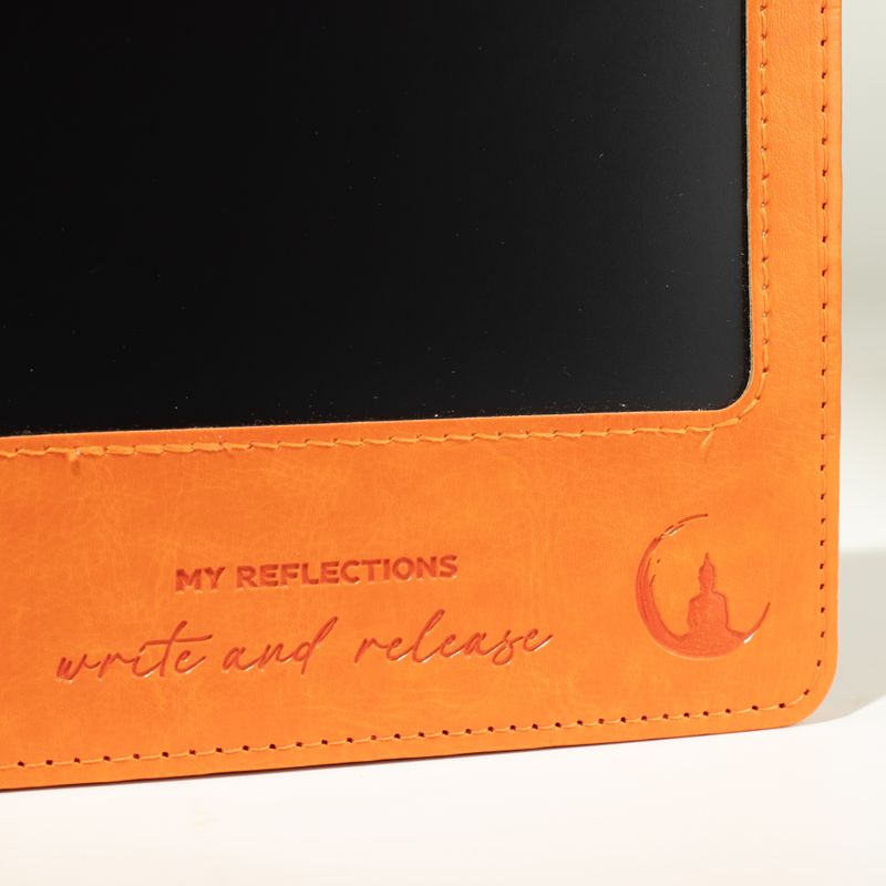 Carnet d'intention A5 - Écran LCD effaçable - Effet cuir orange - 80 feuilles