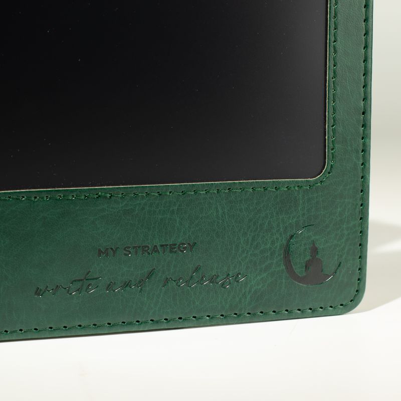 Cahier d'intention A5 - Écran LCD effaçable - Effet cuir vert - 80 feuilles
