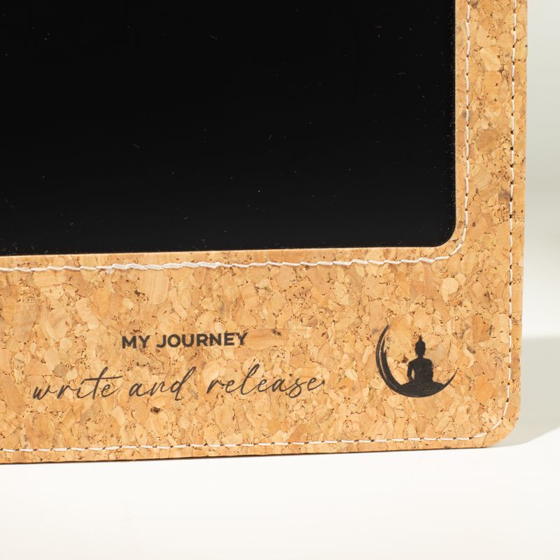 A5 Cahier d'intention - Écran LCD effaçable - Effet liège et cuir - 80 feuilles