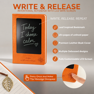 Carnet d'intention A5 - Écran LCD effaçable - Effet cuir orange - 80 feuilles