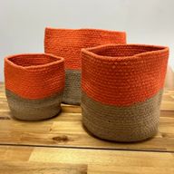 Ensemble de 3 paniers de rangement en corde de coton - Blanc
