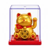 Mini chat porte-bonheur alimenté à l'énergie solaire dans une boîte - doré