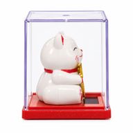 Mini chat porte-bonheur solaire dans une boîte - Blanc