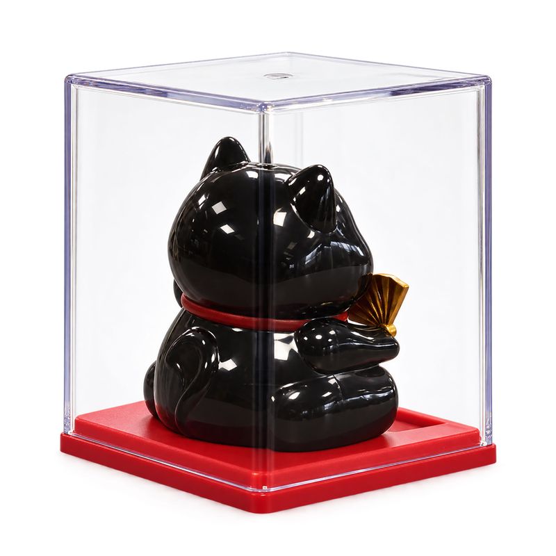 Mini chat porte-monnaie alimenté par énergie solaire dans une boîte - Noir