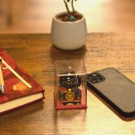 Mini chat porte-monnaie alimenté par énergie solaire dans une boîte - Noir