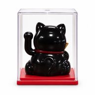 Mini chat porte-monnaie alimenté par énergie solaire dans une boîte - Noir