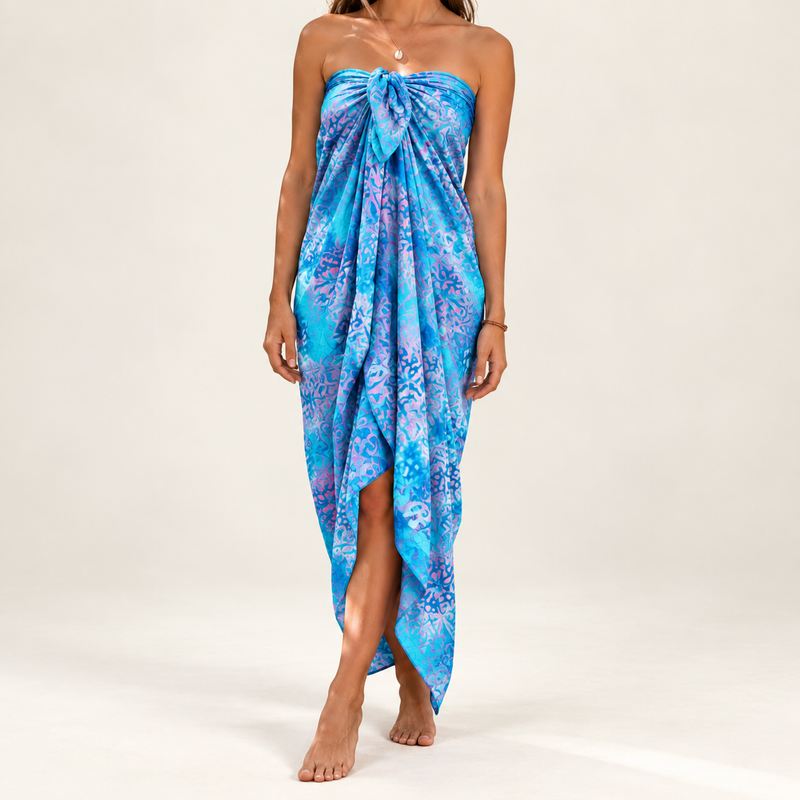 Sarong Bali imprimé en bloc - tropical